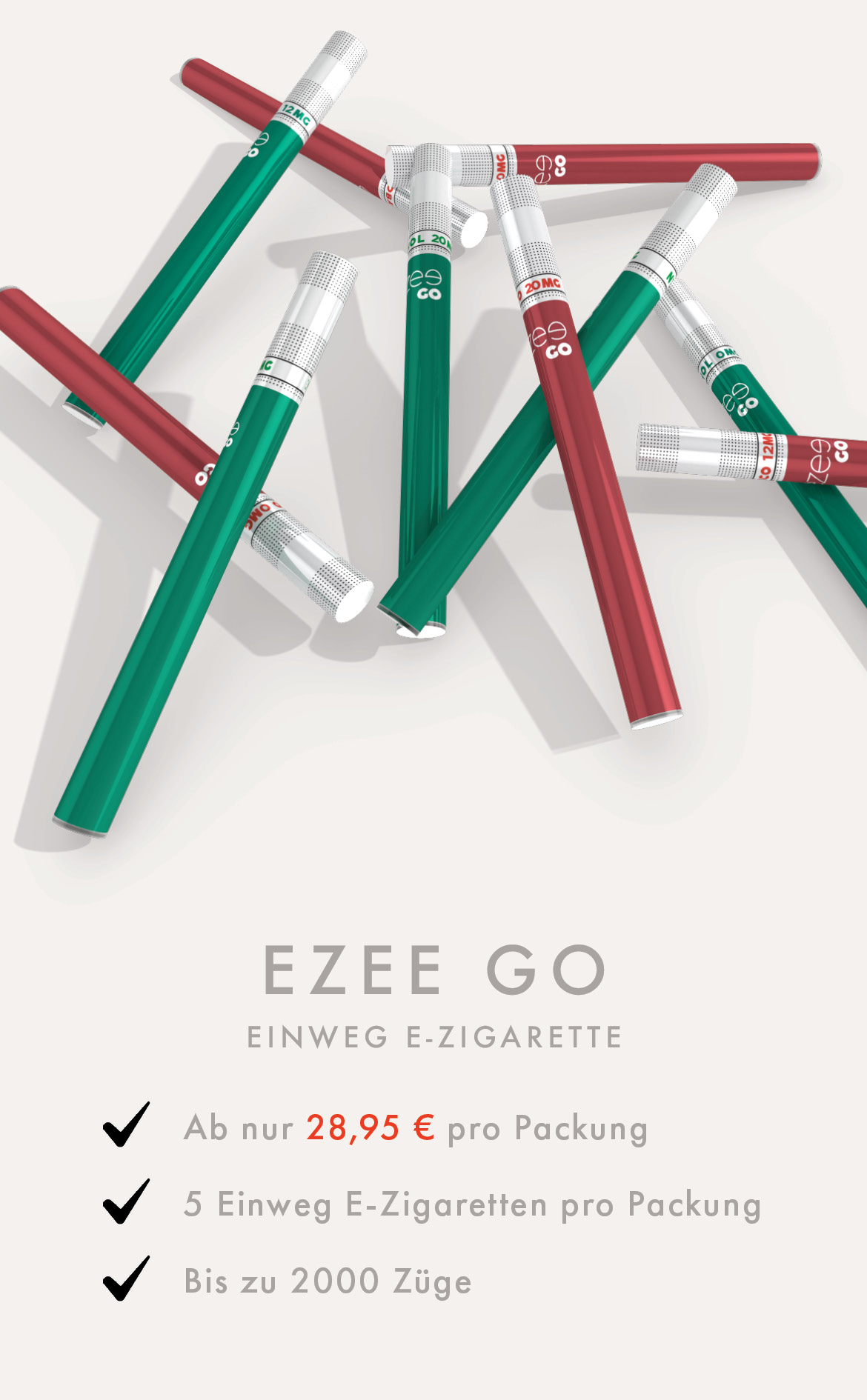 einweg e Zigarette vape ezee go tabak menthol nikotin frei